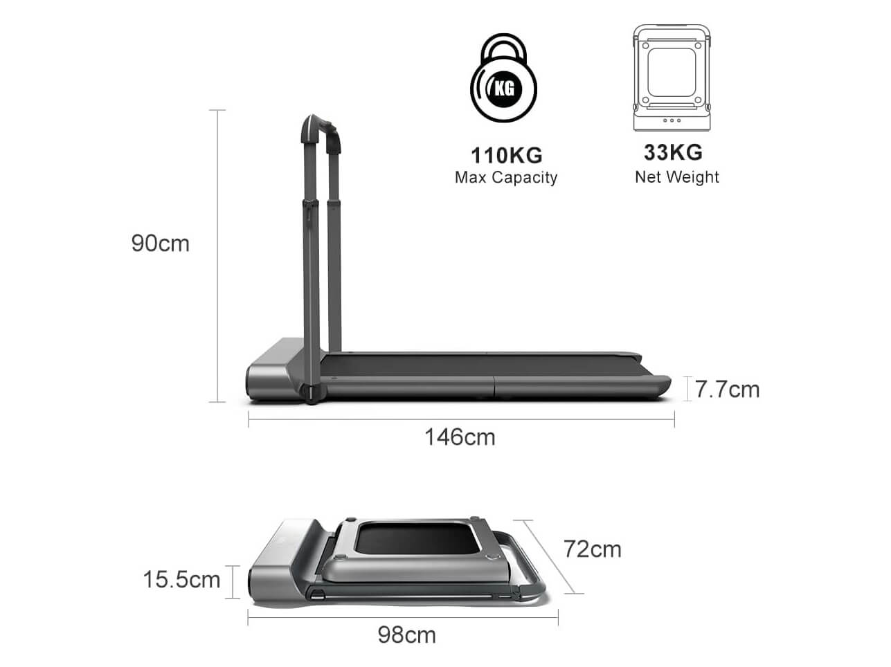 Αναδιπλούμενος διάδρομος γυμναστικής Walking-pad R1 KINGSMITH- Lux Furniture