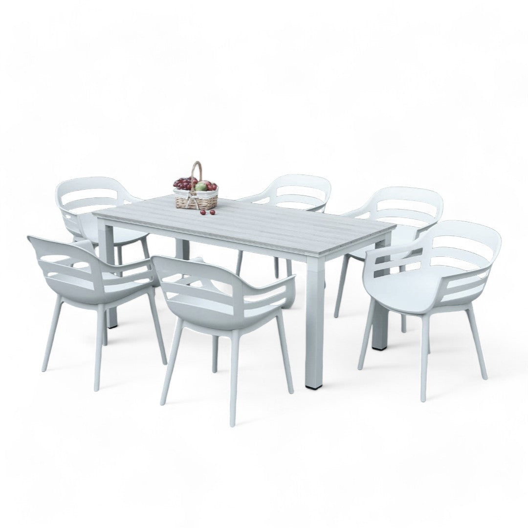 Τραπεζαρία εξωτερικού χώρου αλουμινίου Ύδρα / White