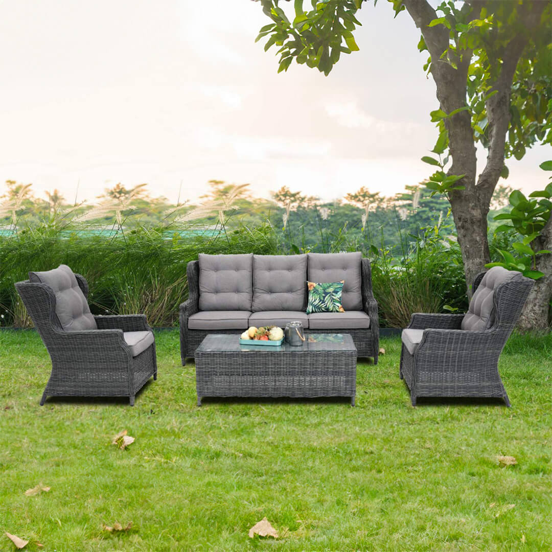 Σετ ΣΑΛΟΝΙ ΚΗΠΟΥ ΠΑΡΟΣ ΓΚΡΙ ΡΑΤΤΑΝ / Gray