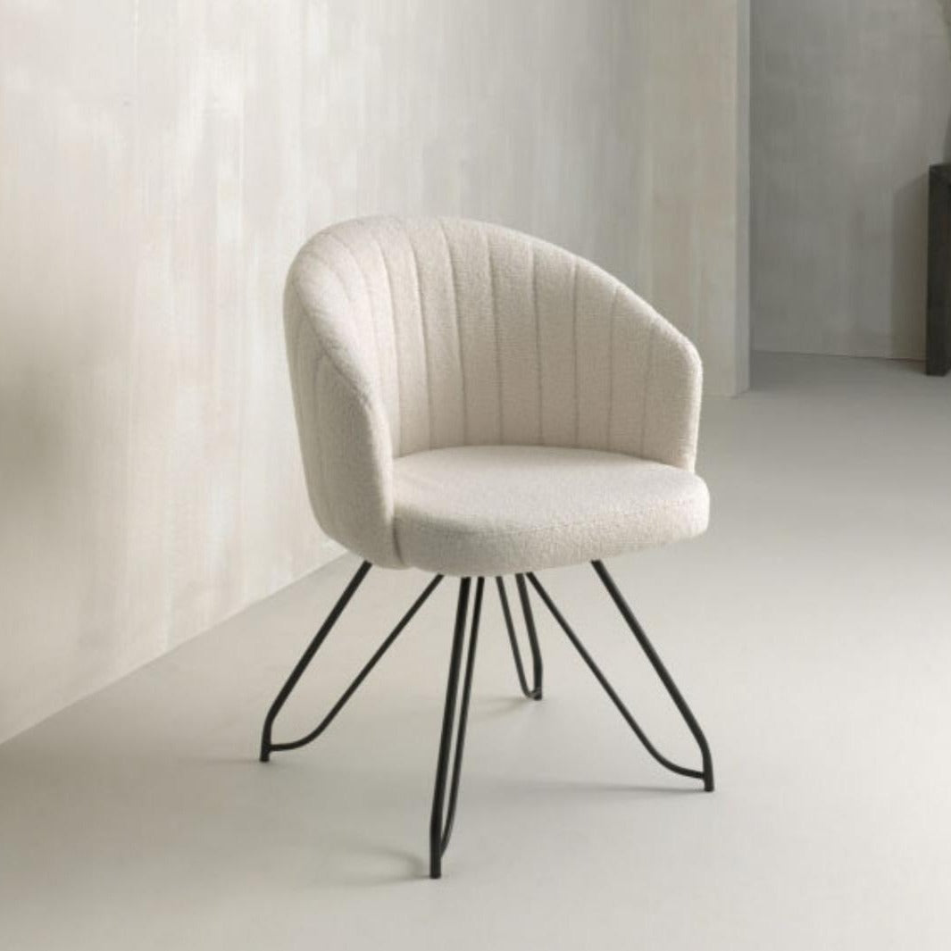 boucle white dining chair - Lux Furniture