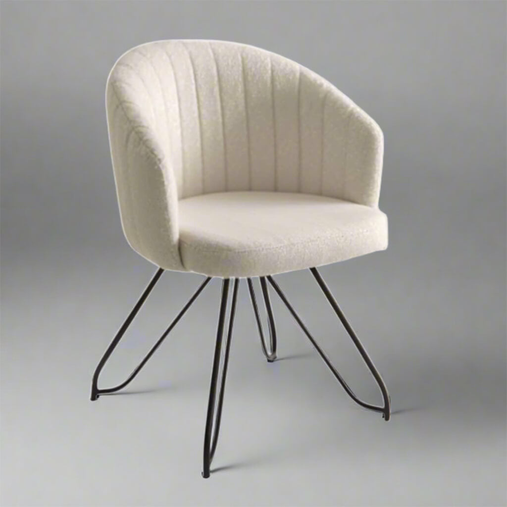 boucle white dining chair - Lux Furniture