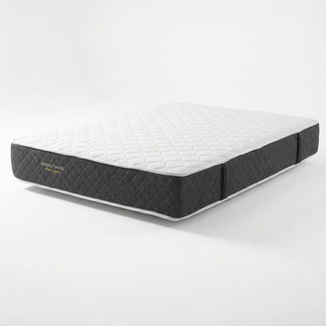Ορθοπεδικό και ανατομικό στρώμα διπλής όψης με λάτεξ και ελατήρια pocket springs, με λευκή καπιτονέ επιφάνεια και σκούρες γκρι πλαϊνές πλευρές.