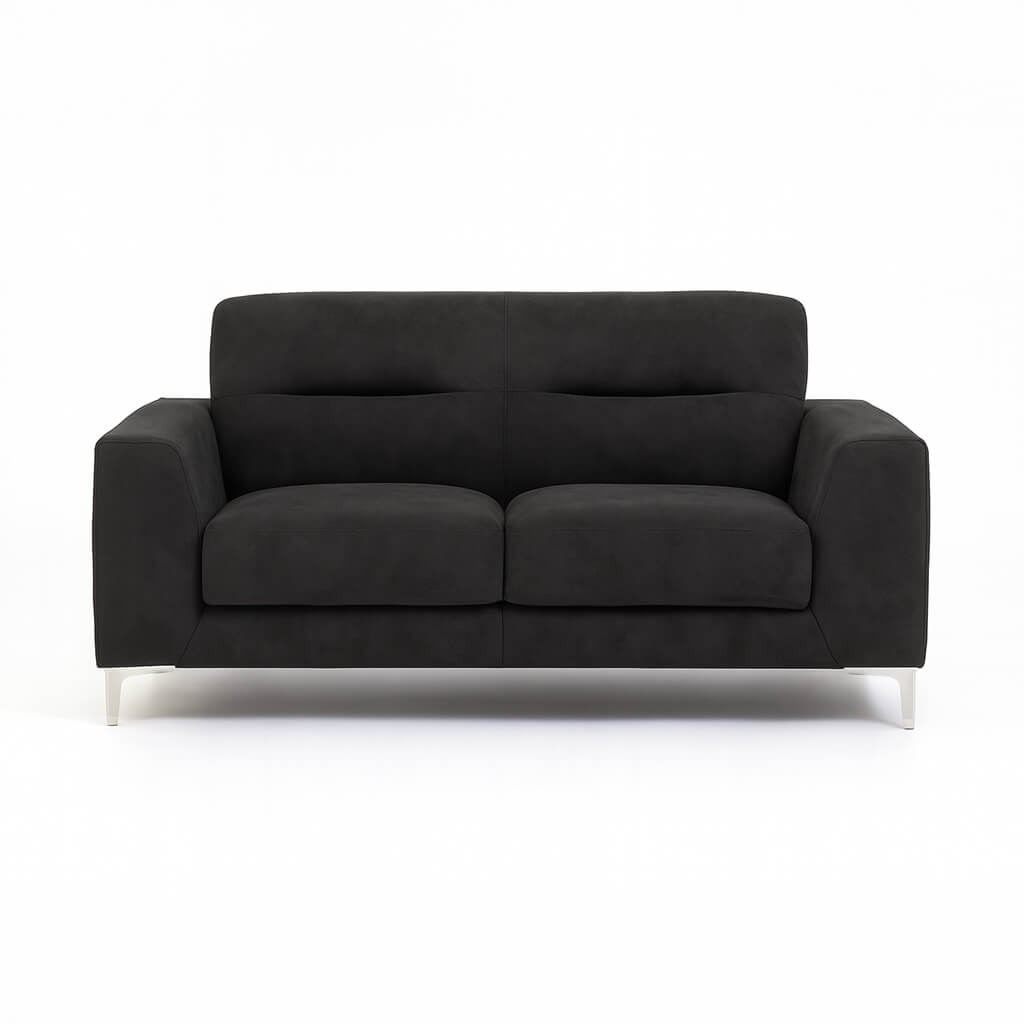 Διθέσιος καναπές Αθηνά – ύφασμα – σκούρο γκρι – σε λευκό φόντο – μίνιμαλ design / Grey