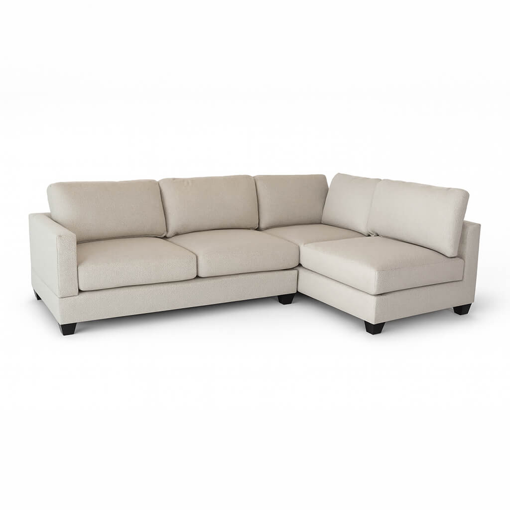 Γωνιακός καναπές Atlanta – μπεζ ύφασμα – L-shape – σε λευκό φόντο – μοντέρνο στυλ / Beige