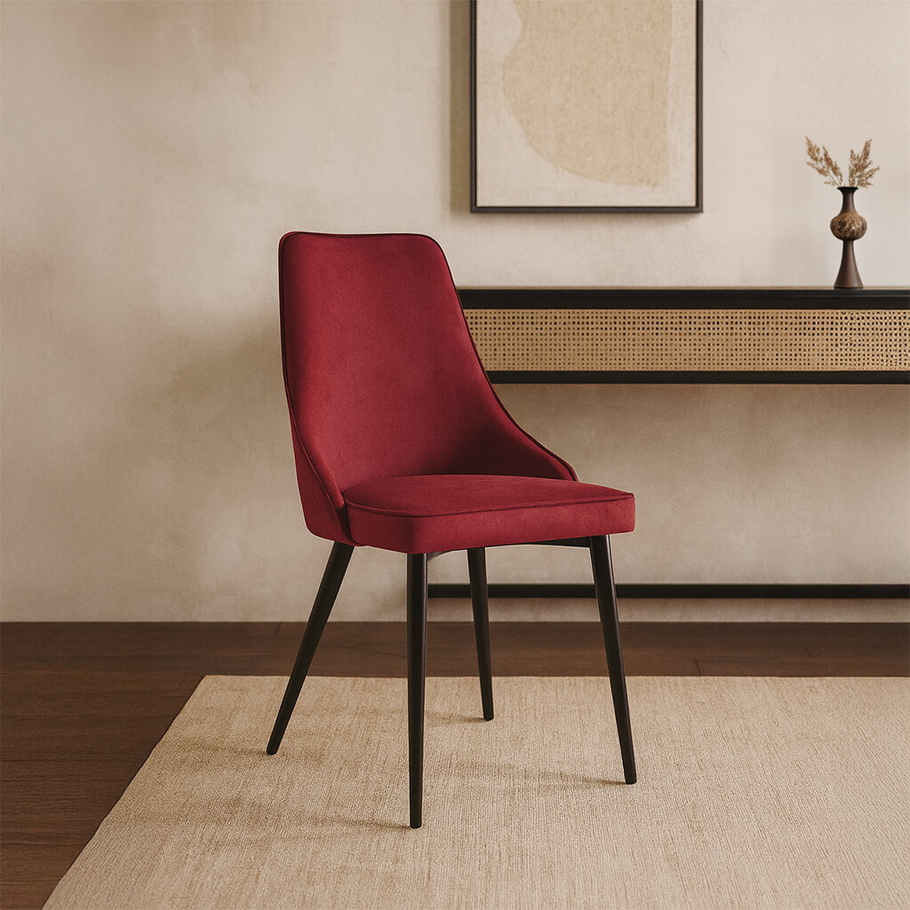 Καρέκλα τραπεζαρίας Capri – βελούδο – κόκκινη – για τραπεζαρία – μοντέρνος σχεδιασμός / Red