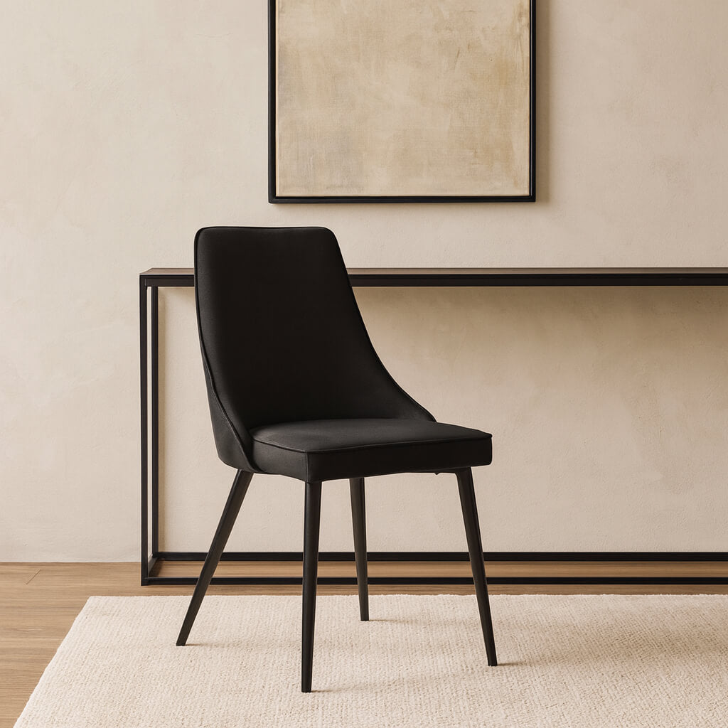 Καρέκλα τραπεζαρίας Capri– βελούδο – μαύρη – με μαύρα πόδια – μοντέρνο στυλ / Black