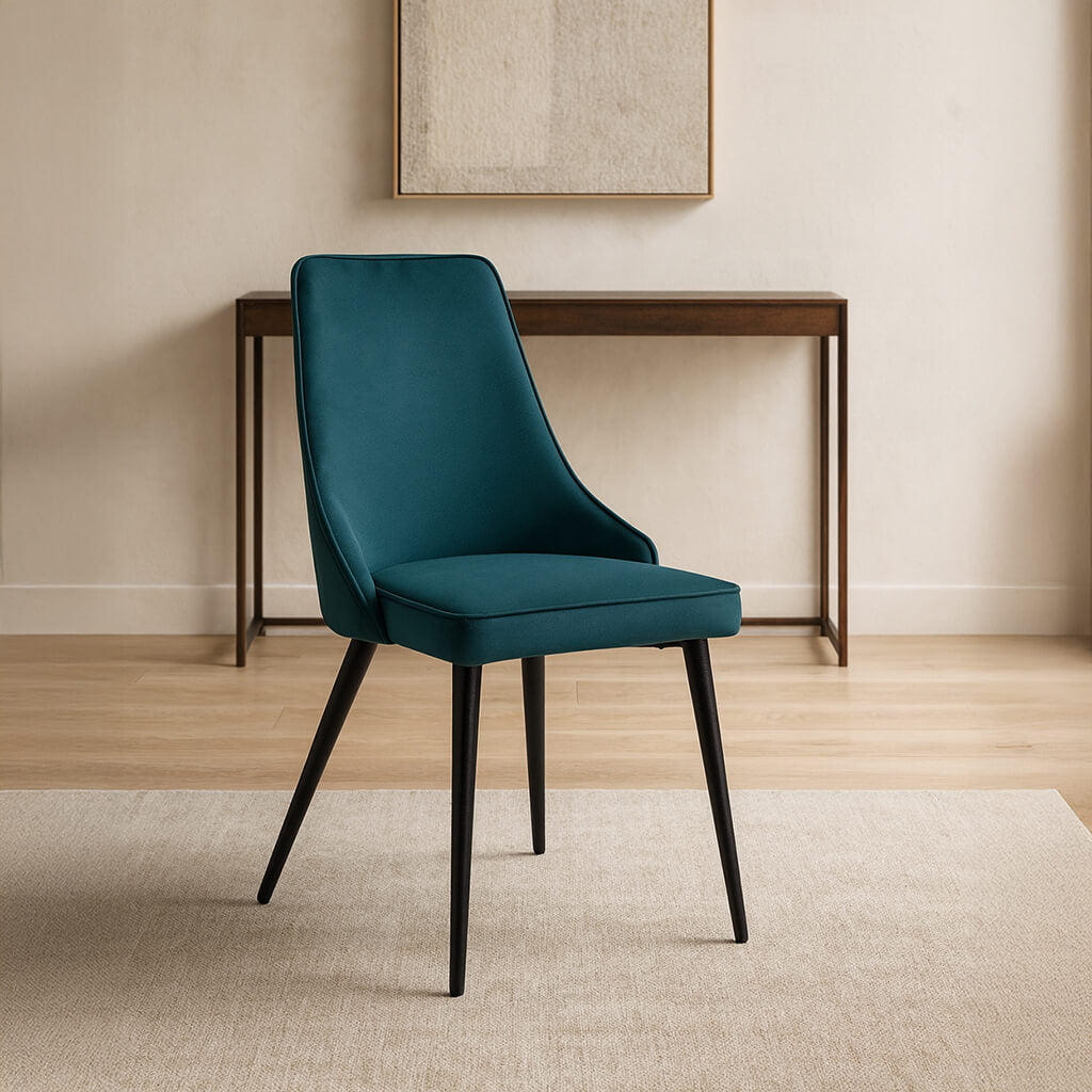 Καρέκλα τραπεζαρίας Capri– βελούδο – τυρκουάζ – με μεταλλική βάση – σύγχρονη / Turquoise