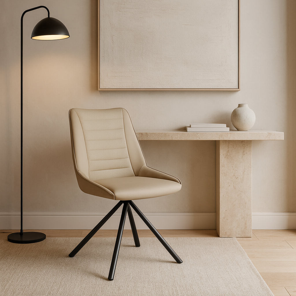 Καρέκλα τραπεζαρίας Κάρμεν – δερματίνη – μπεζ – περιστρεφόμενη – σύγχρονη / Beige