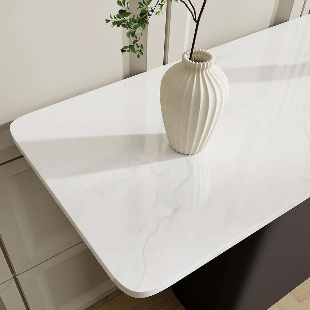 έπιπλο υποδοχής σε μάρμαρο ασπρο και γκρί