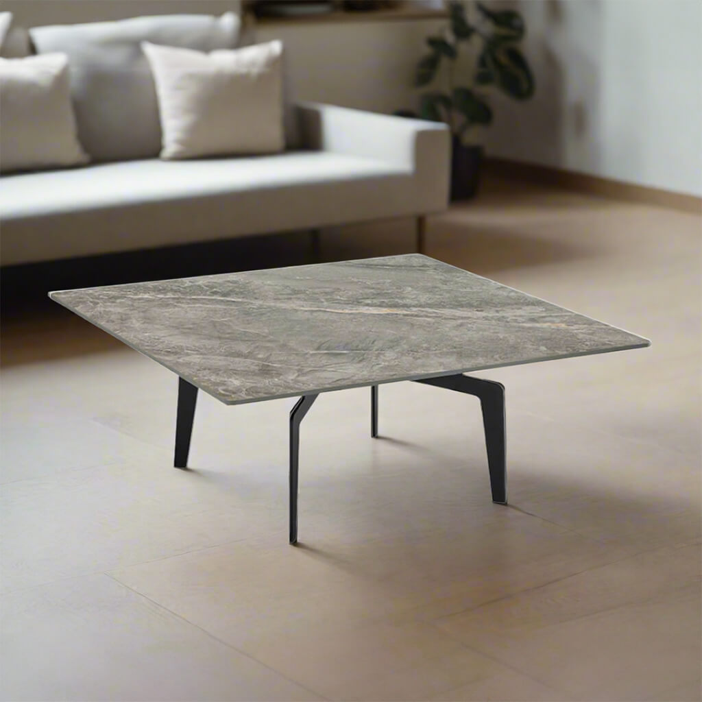 τετράγωνο τραπεζάκι σαλονιού σε γκρίζο μάρμαρο - Lux Furniture