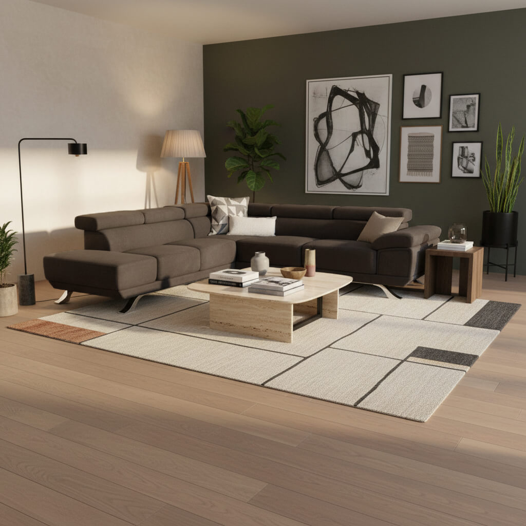 Γωνιακός καναπές Δανάη – ύφασμα – γκριζο καφέ – με ρυθμιζόμενα προσκέφαλα – μοντέρνος / Danae grey brown