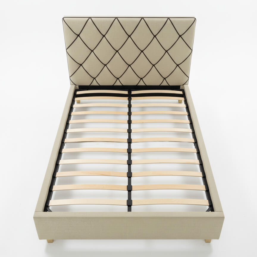 Κάτοψη του κρεβατιού Ήρα που δείχνει το ανατομικό πλαίσιο με τις τάβλες.