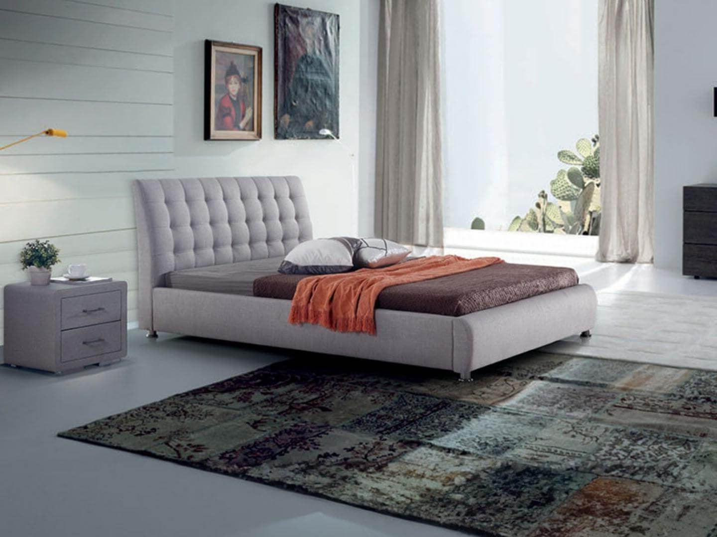 Ilektra light grey bed modern - Lux Furniture