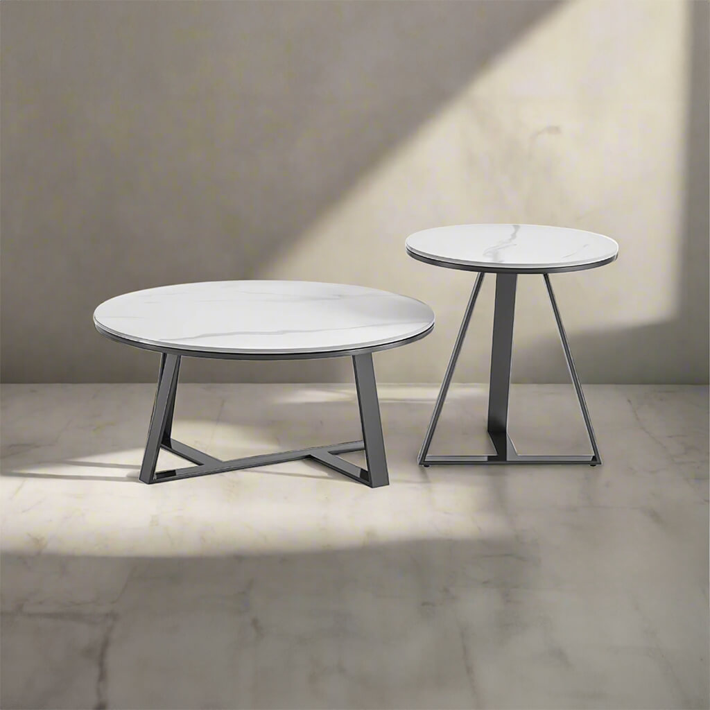 Στρογγυλά Τραπεζάκια Σαλονιού Ιθάκη (μαυρο) | Lux Furniture