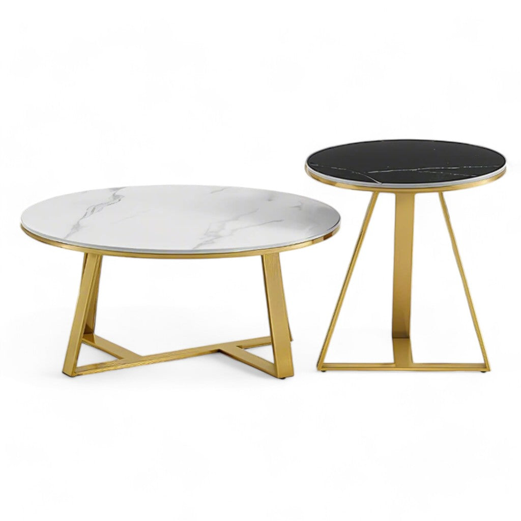 Στρογγυλά Τραπεζάκια Σαλονιού Ιθάκη (χρυσό)- Lux Furniture