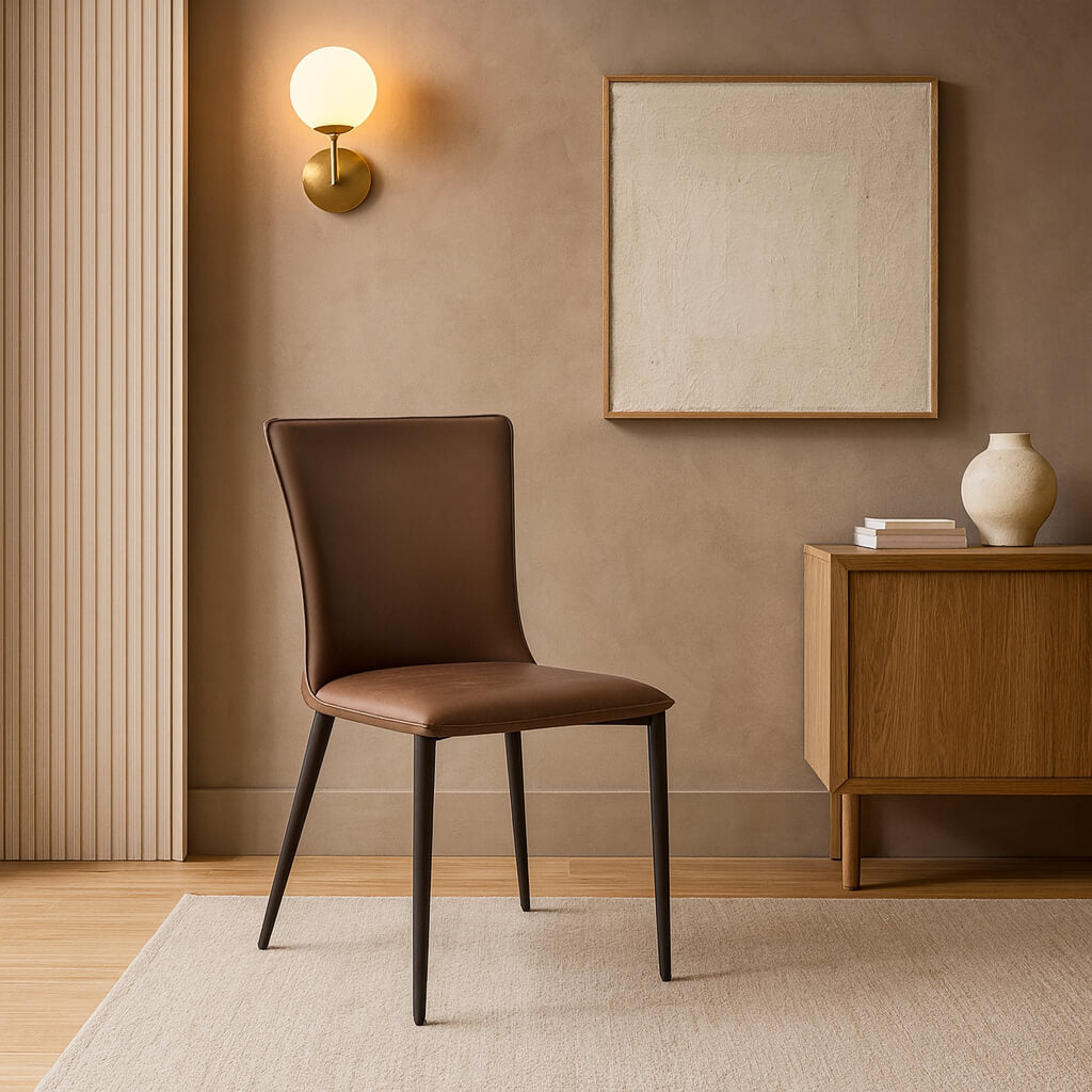 Καρέκλα τραπεζαρίας 2242 – δερματίνη – καφέ – με μεταλλικά πόδια – μοντέρνο design / Brown