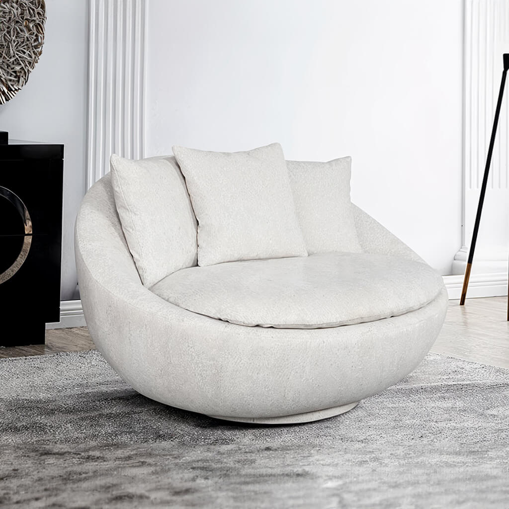 Στρογγυλή πολυθρόνα σαλονιού LACOON / Beige