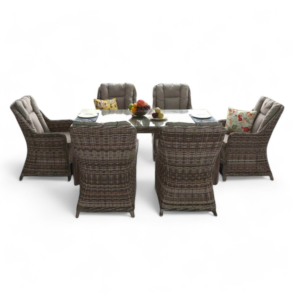 Τραπεζαρία Κήπου Ραττάν Λευκάδα με καρέκλες | Lux Furniture