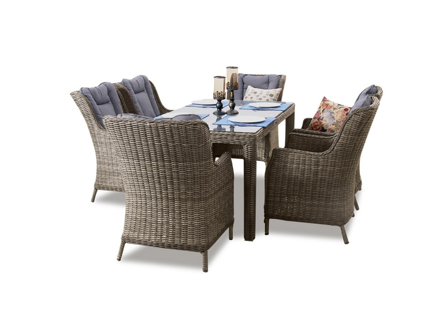 Τραπεζαρία Κήπου Ραττάν Λευκάδα με καρέκλες | Lux Furniture