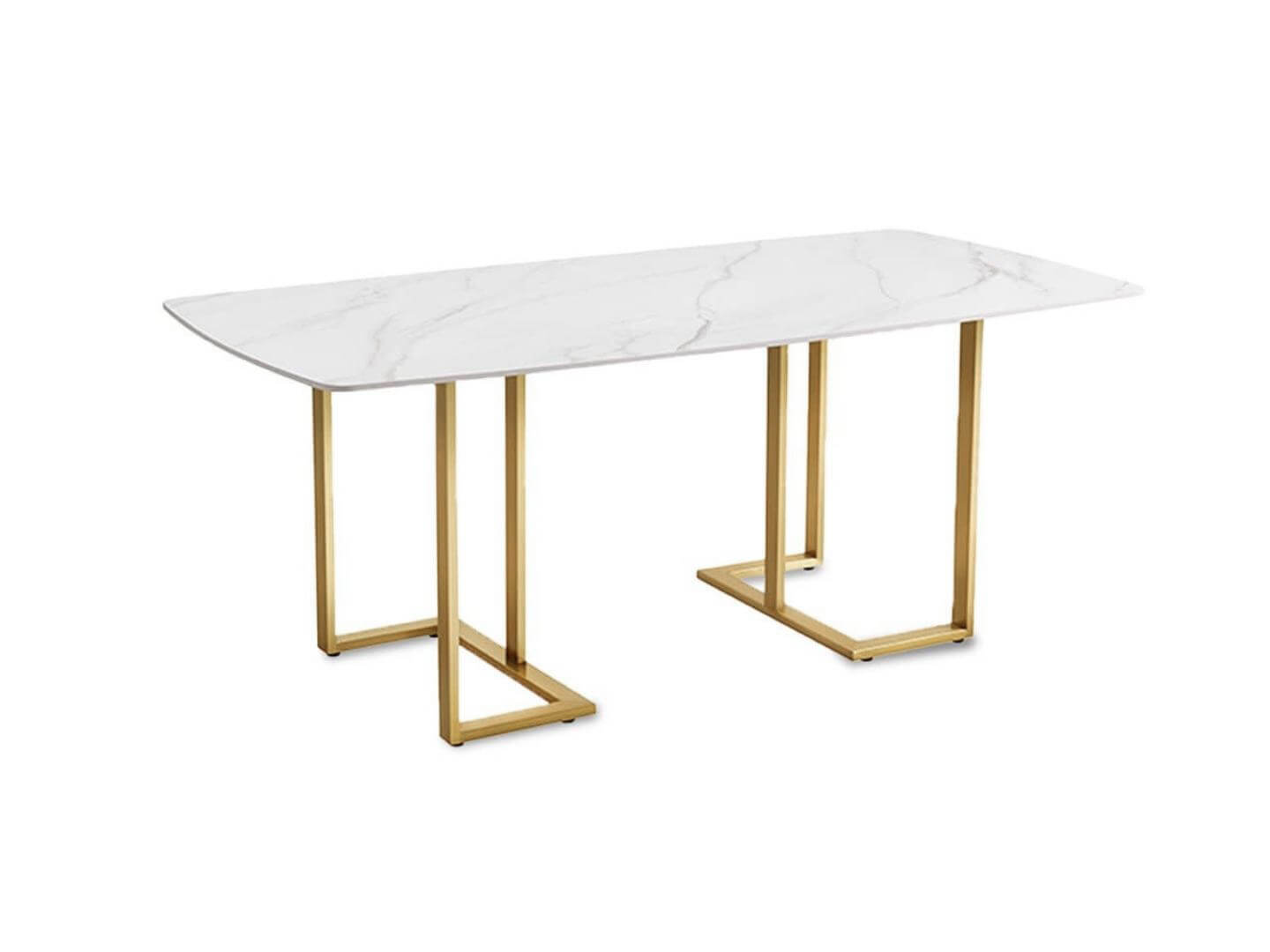 WHITE MARBLE DINING TABLE GOLD LEGS - Lux Furniture