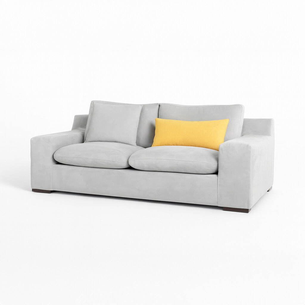 Διθέσιος καναπές Marcello – ύφασμα – ανοιχτό γκρι – σε λευκό φόντο – μίνιμαλ. / Light Grey