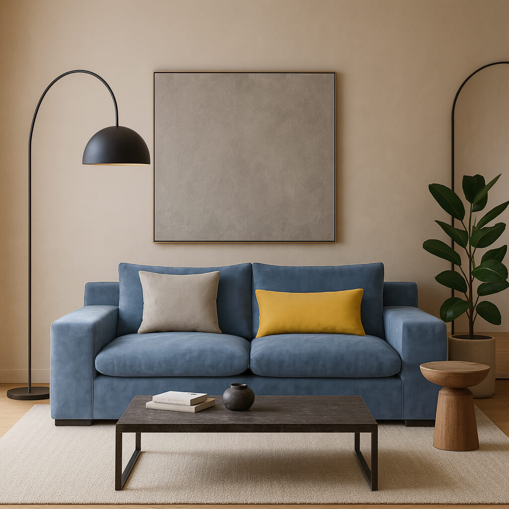 Διθέσιος καναπές Marcello – βελούδο – μπλε – για σαλόνι – μοντέρνος σχεδιασμός / Blue