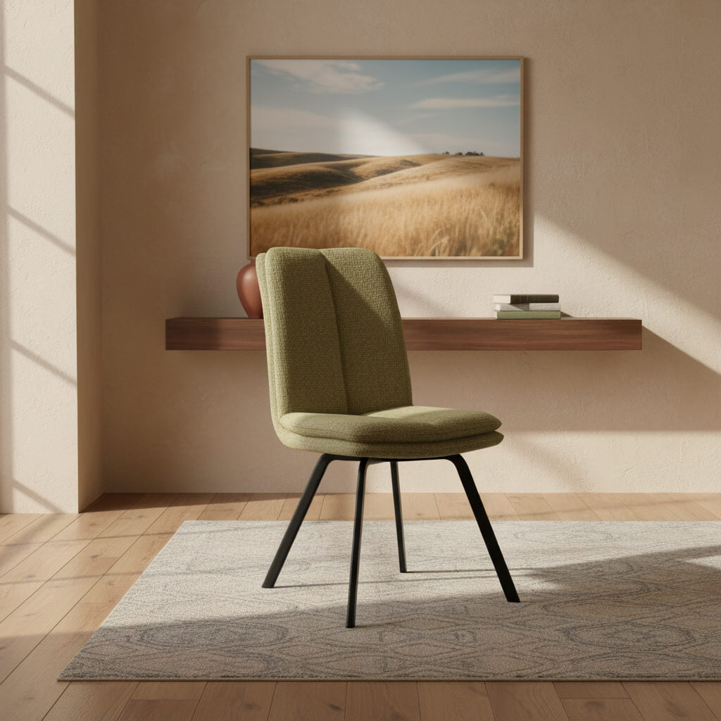 Καρέκλα τραπεζαρίας Μέρι – ύφασμα – πράσινη – με μεταλλικά πόδια – μοντέρνο στυλ / Lime Green