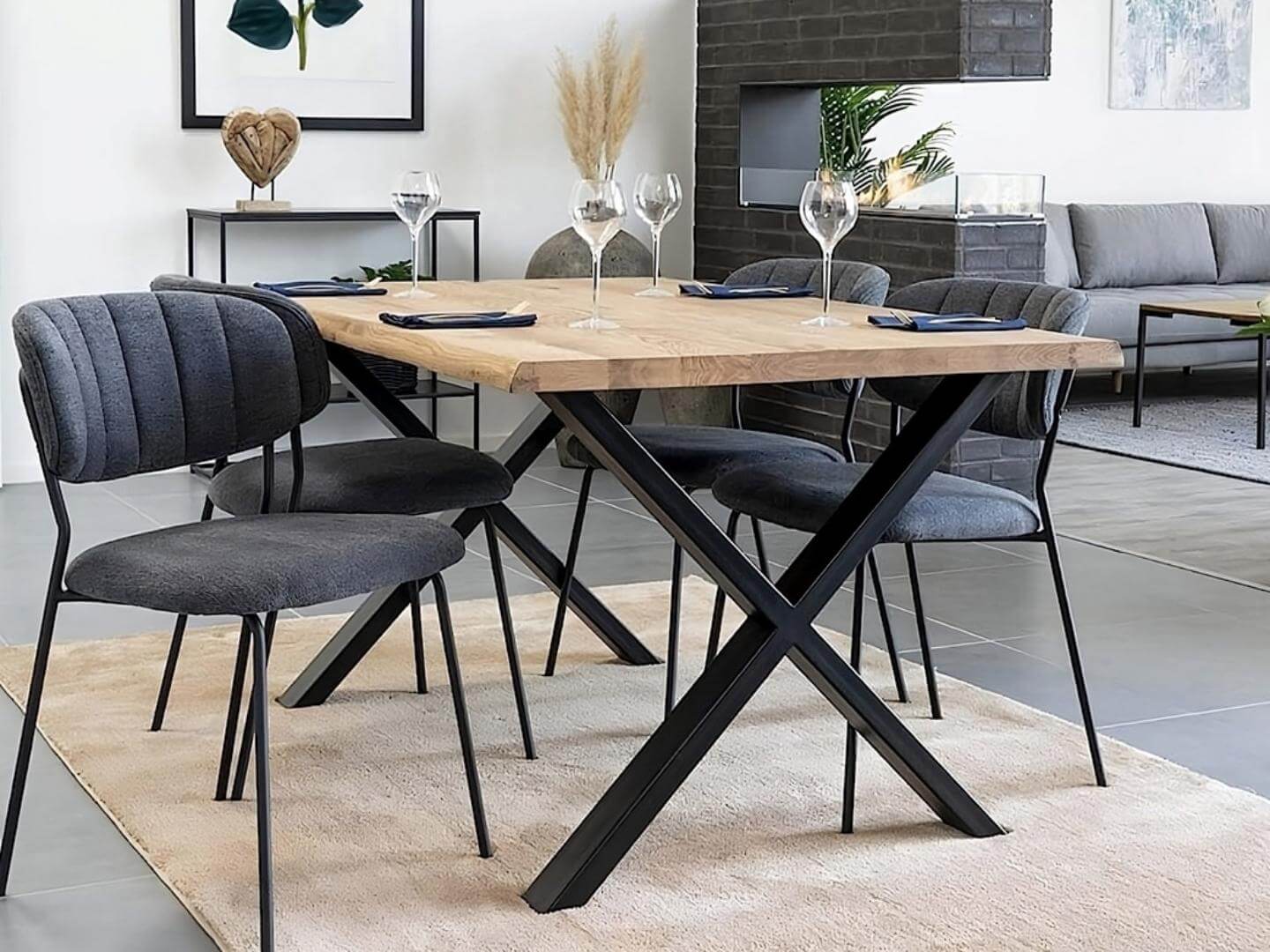 oak dining table-LUX FURNITURE
