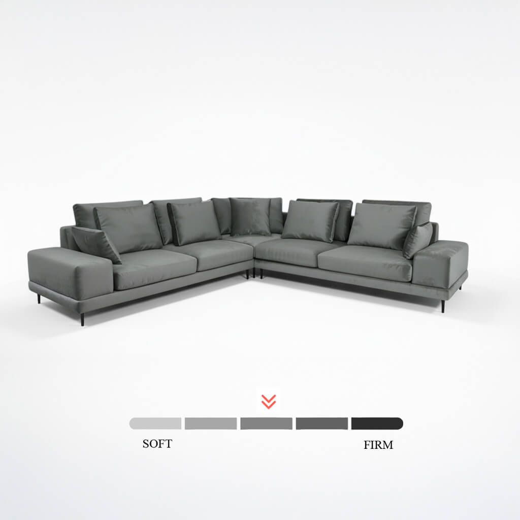 Γωνιακός καναπές Πορτοφίνο – microsuede – γκρι – σε λευκό φόντο – μοντέρνος / Grey