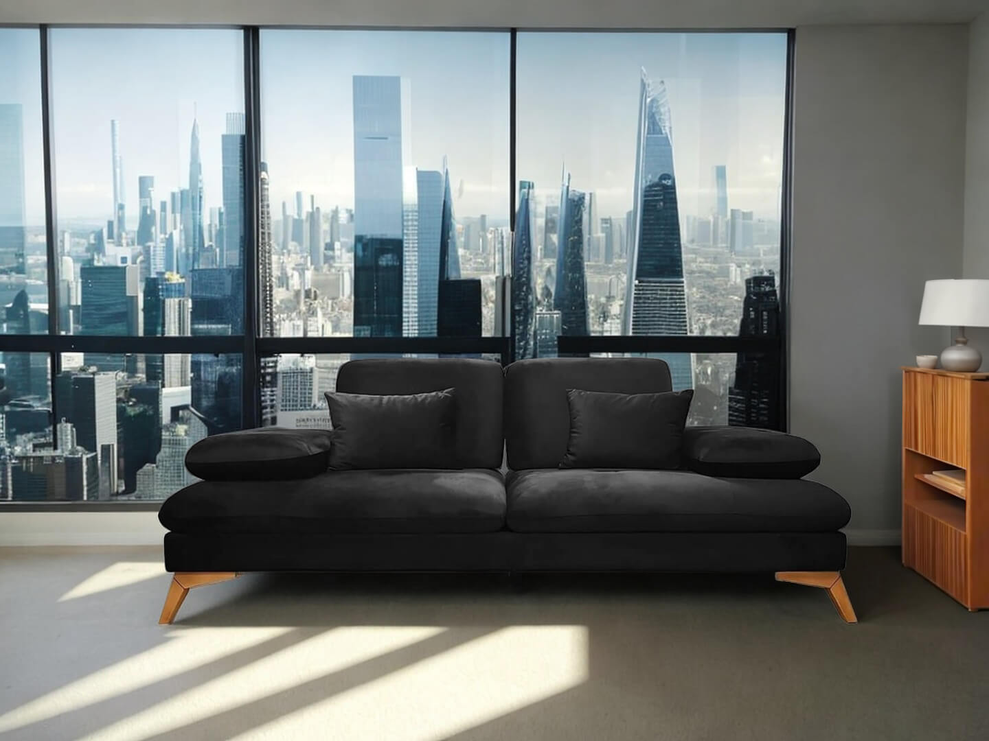 black 3 seater sofa bed - Lux Furniture