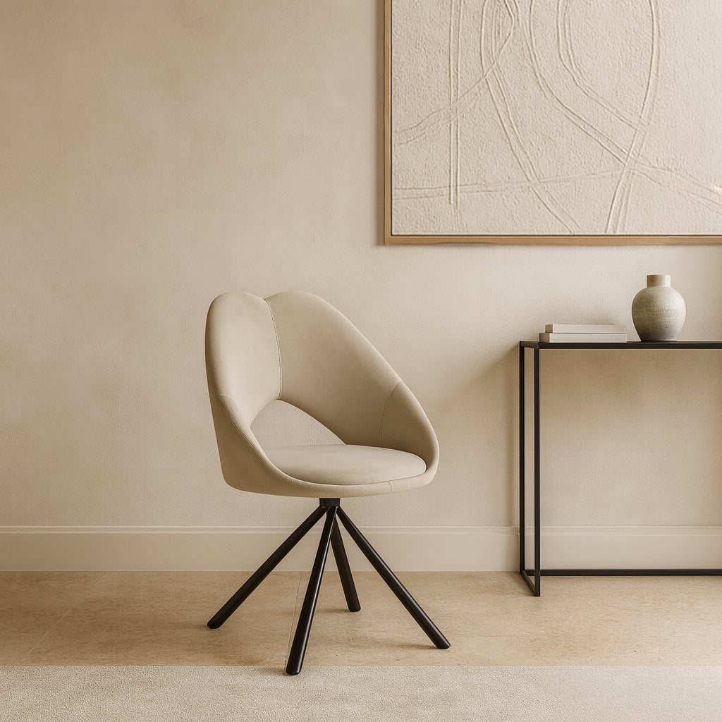 Καρέκλα τραπεζαρίας Ρέινα – ύφασμα – μπεζ – περιστρεφόμενη – μοντέρνο design / Beige