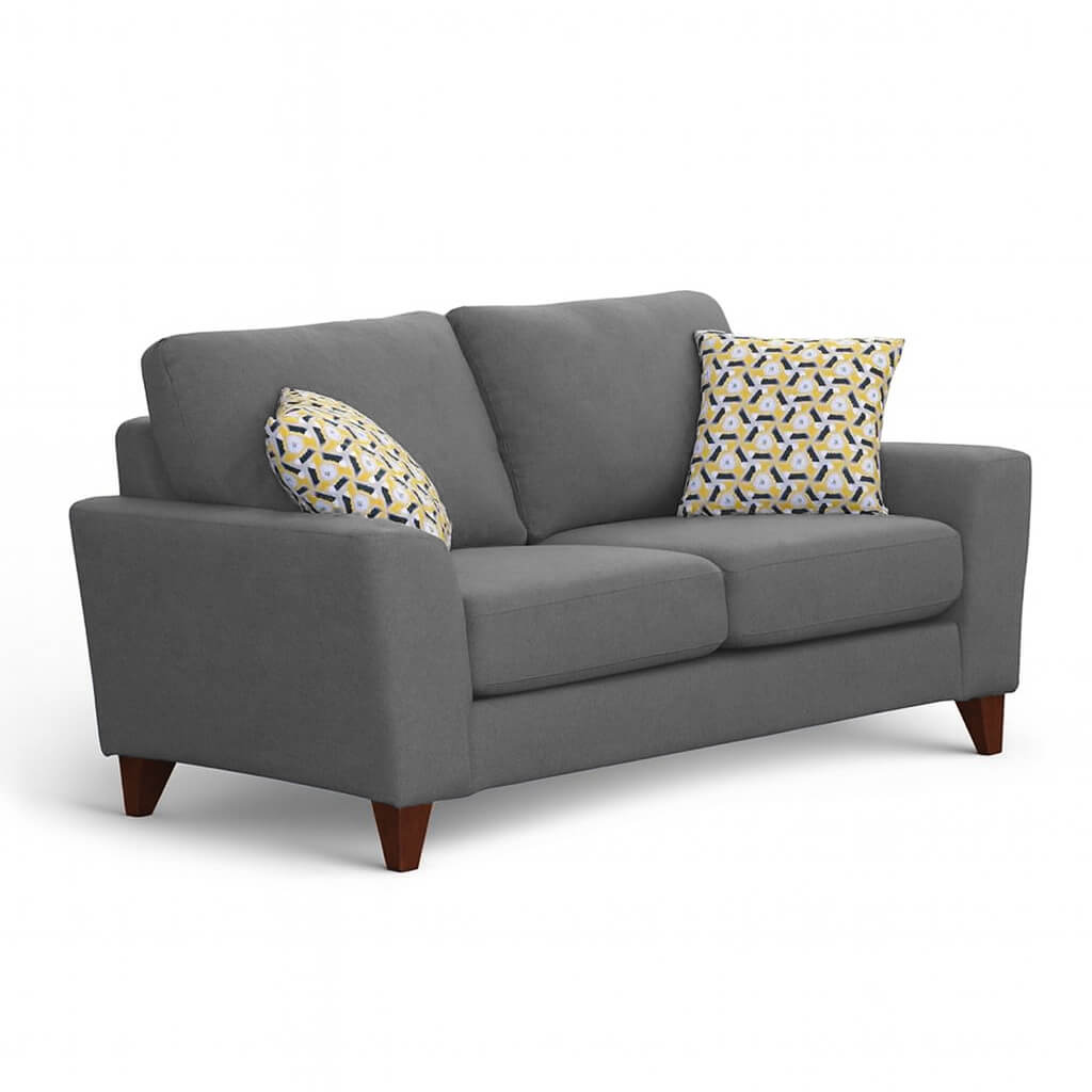 Διθέσιος καναπές Ρενάτα – ύφασμα – γκρι – σε λευκό φόντο – μοντέρνος σχεδιασμός / Grey