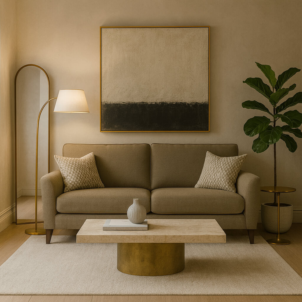 Τριθέσιος καναπές Renata – ύφασμα – ανοιχτό καφέ – για σαλόνι – κλασικό στυλ / Light Brown