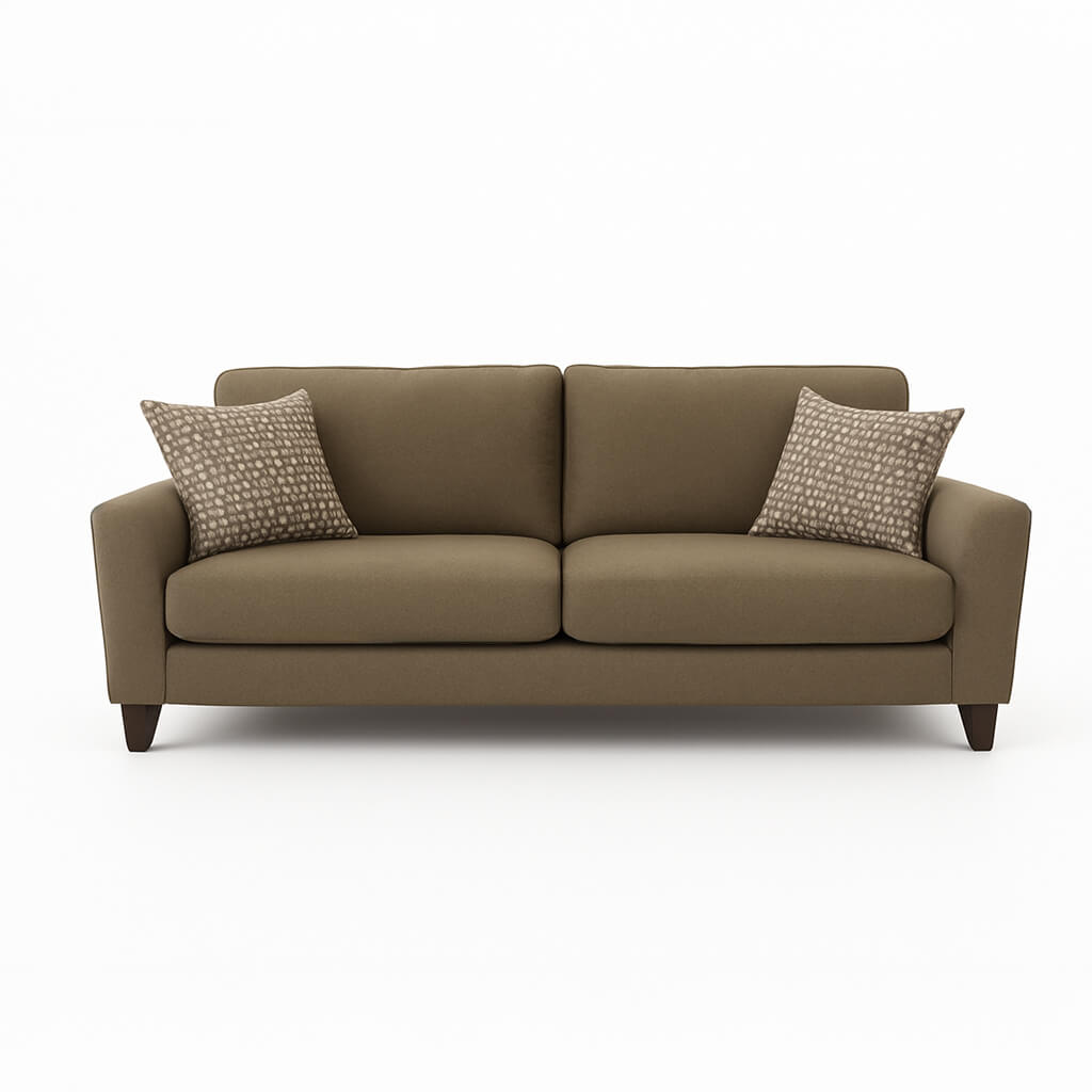 Τριθέσιος καναπές Renata – ύφασμα – ανοιχτό καφέ – σε λευκό φόντο – μοντέρνος. / Light Brown