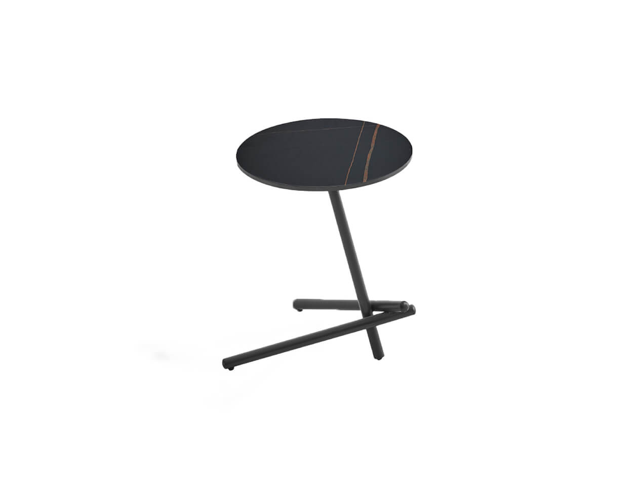 black side table round marble - Lux Furniture / Black stainless steel