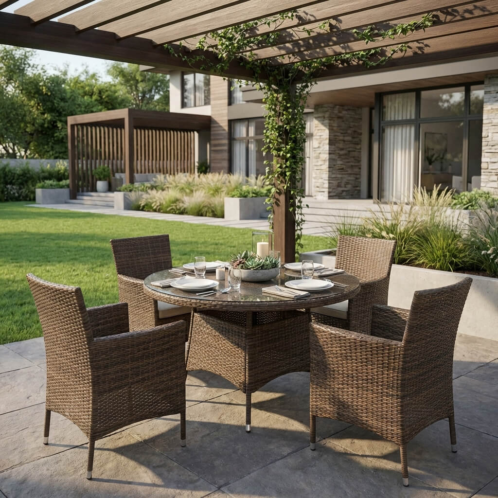 pp rattan trapezaria exoterikou xorou kiathos stroggyli 4 karekles