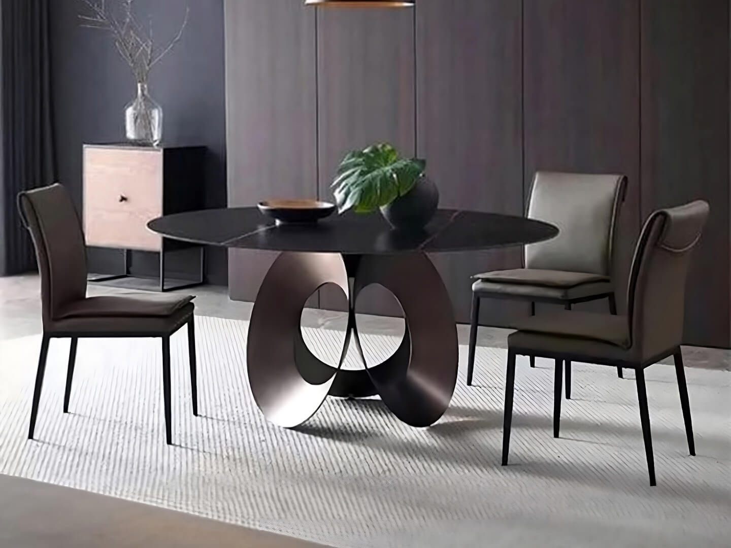round black marble dining table - Lux Furniture