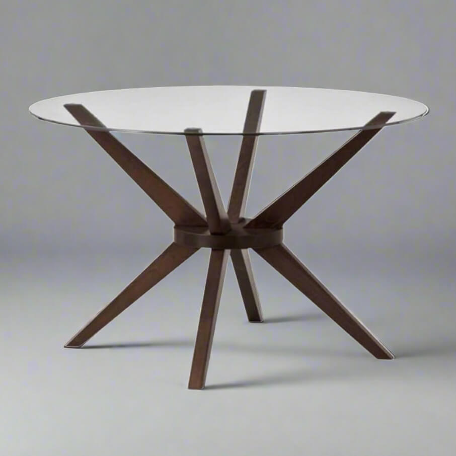 Στρογγυλό Τραπέζι Κουζίνας Αστέρω με Γυαλί | Lux Furniture