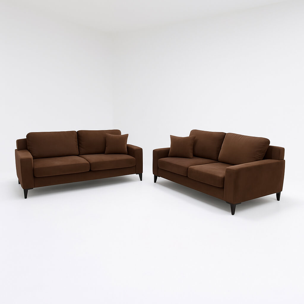 σετ σαλονιού- χρώμα καφέ- microsuede / Brown