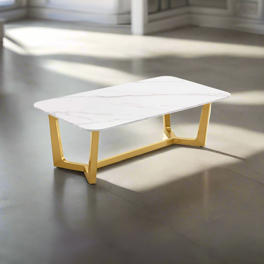 Μοντέρνο Κεραμικό Τραπεζάκι Σαλονιού Βενετία / Gold stainless steel