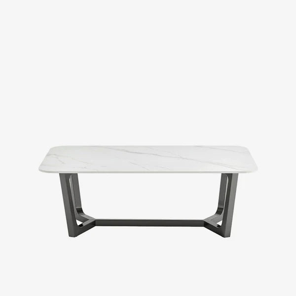 venetia coffee table white top black stainless steel base / black stainless steel