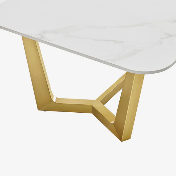 venetia coffee table white top gold stainless steel base / Gold stainless steel