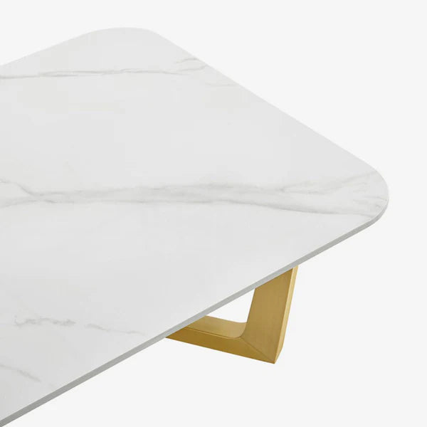 venetia coffee table white top gold stainless steel base / Gold stainless steel