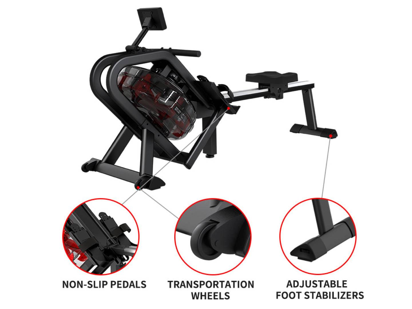 κωπηλατική μηχανή, rowing machine cordless water powered- Lux Furniture