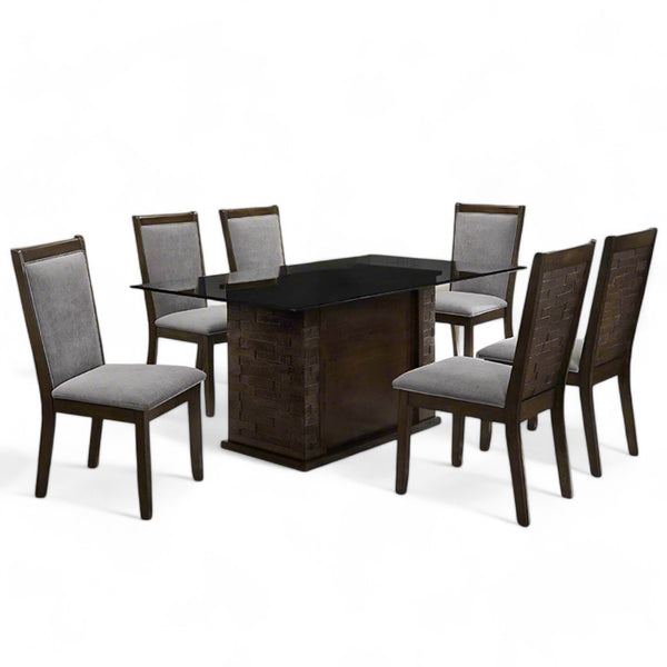Kitchen Dining Set Black Rose with Glass | Lux Furniture