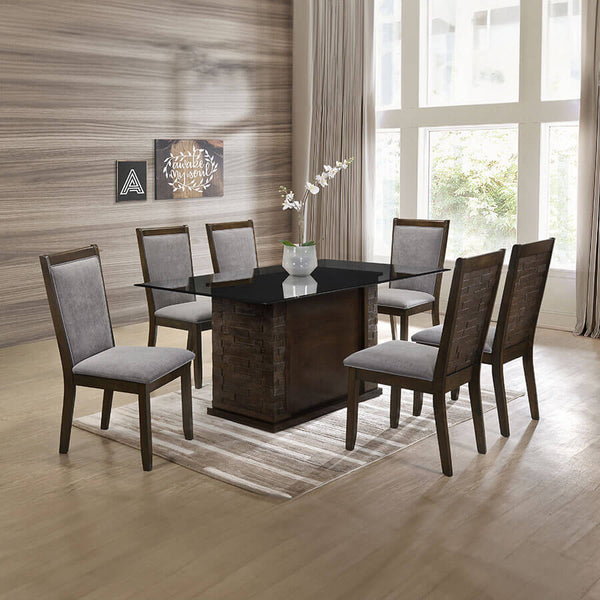Kitchen Dining Set Black Rose with Glass | Lux Furniture