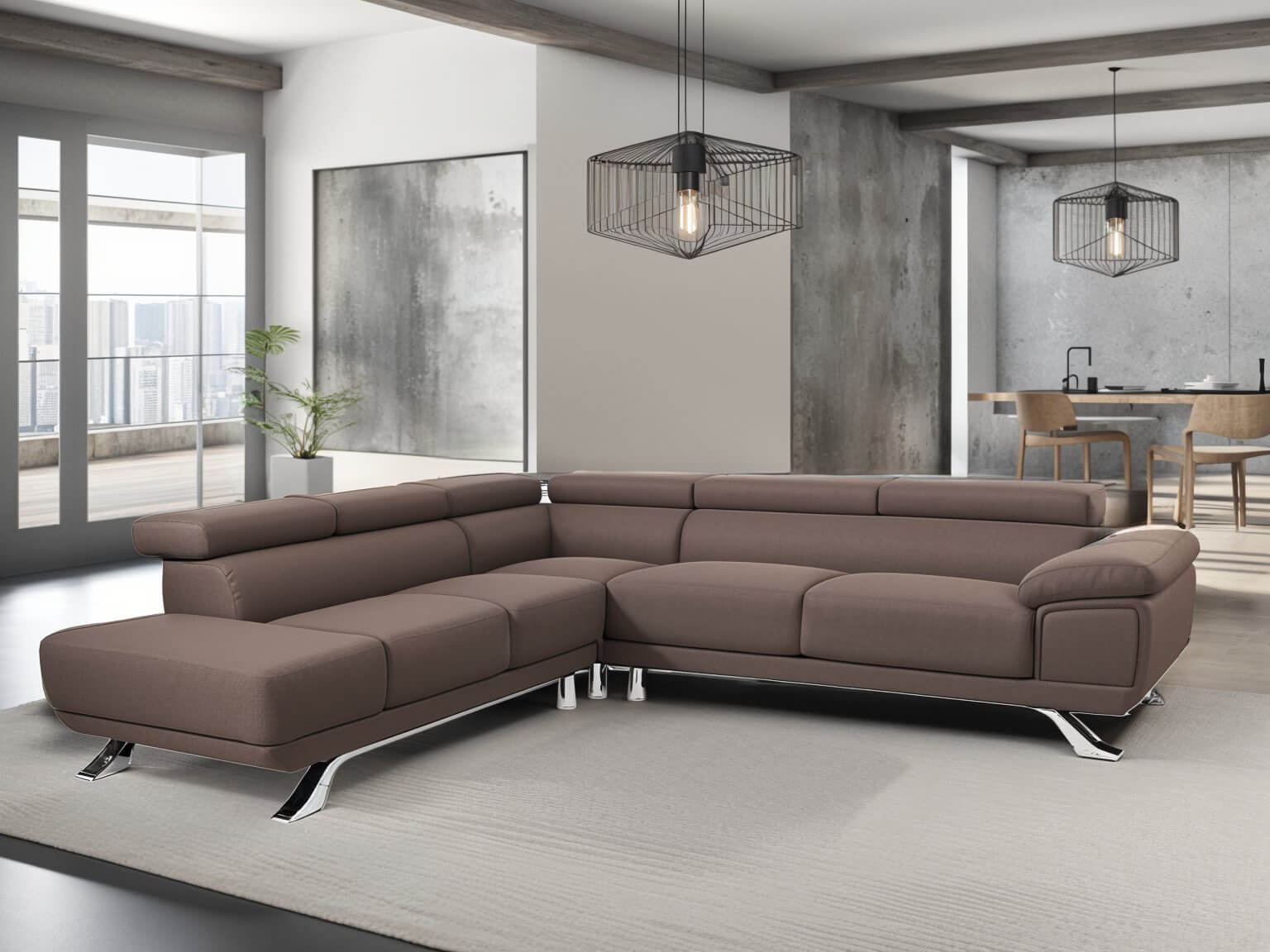 danae extra corner sofa modern Γωνιακός καναπές - Lux Furniture / Brown