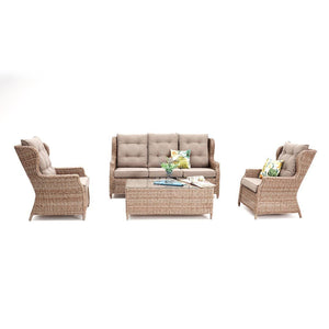 Paros garden lounge set in brown rattan / Brown