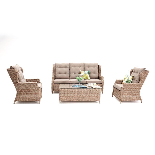 Paros garden lounge set in brown rattan / Brown