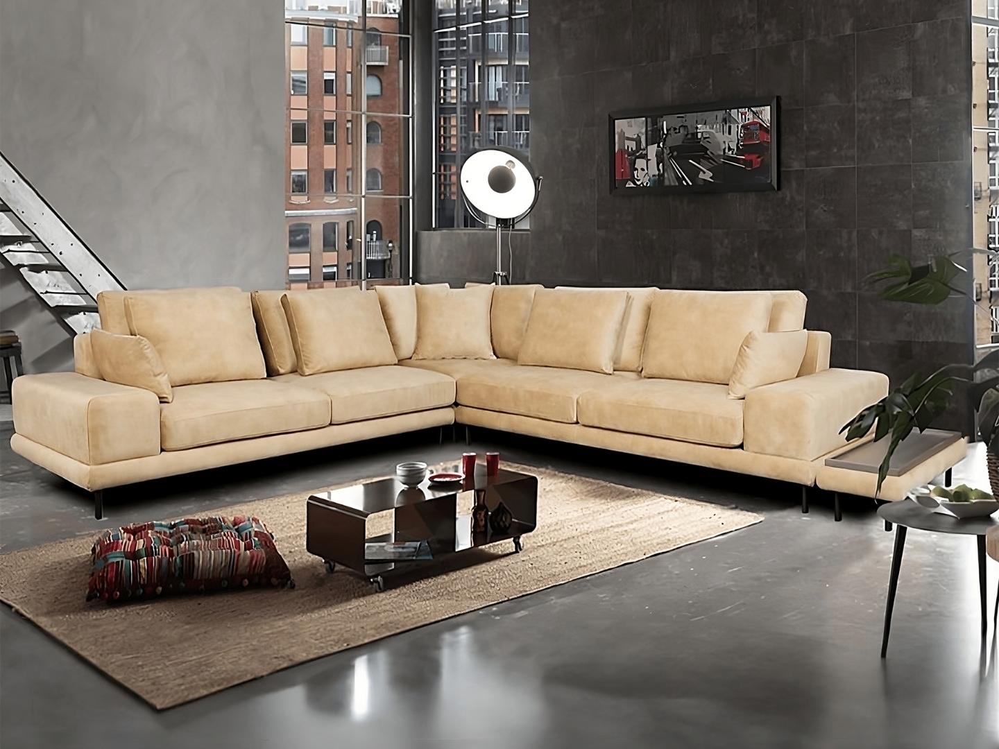 Portofino corner sofa large - Lux Furniture / Golden beige